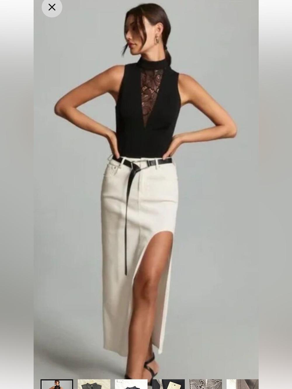 ANTHROPOLOGIE Medium Black Lace-Panel Sleeveless Top.
